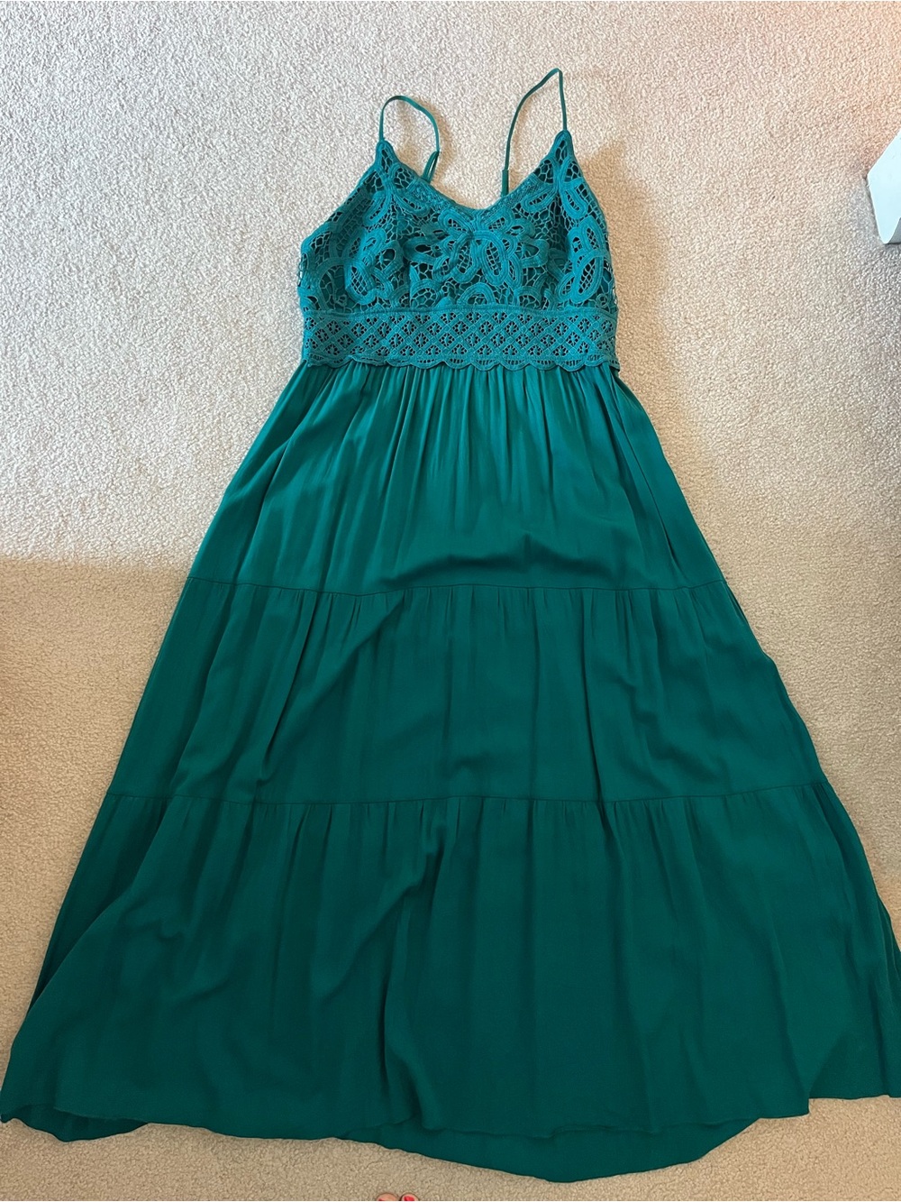 Sleeveless Teal Crochet Bodice Maxi Dress - Women